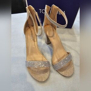 TOP Moda Glittering Silver Rose Gold Heels